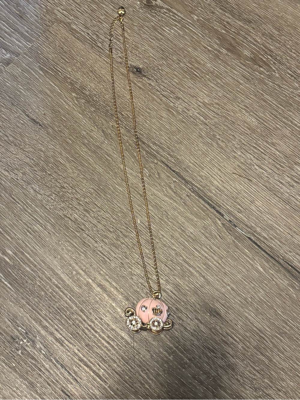 Betsey Johnson Gold-Tone Pink Carriage Pendant Necklace